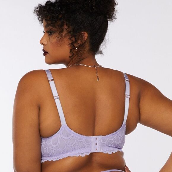 Savage X Fenty Savage Not Sorry Lightly Lined Lace Balconette Bra 38D Lavender - Picture 4 of 6